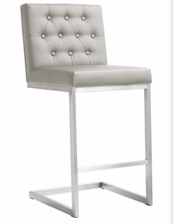 4x Modern gray faux leather kitchen chairs counter bar stool TOV furniture
