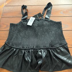 Torrid Faux Leather Smocked Peplum Crop Tank Top