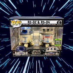 Funko Pop! Star Wars R2-D2 & R5-D4 2-Pack – 2023 Galactic Convention Exclusive (Mint Condition)