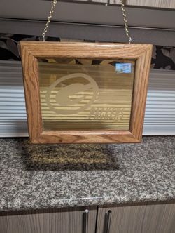 Green Bay Packers Wood Picture Glass.