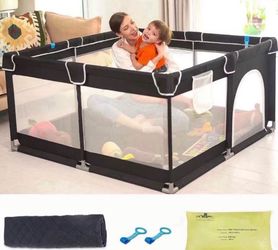 Playpen with Mat for Babies and Toddlers, Baby Play Yards No Gaps, Playpen with Gate, Indoor & Outdoor Kids Activity Center, Safety Baby Fence Play Ar