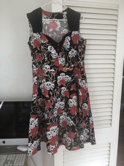 Sculls And Roses Pin Up Style Dress, Tattoo, Skulls, Rockabilly, Hot Rod