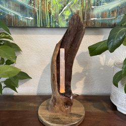 Wood And Selenite Lamp Art 
