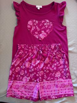 Girls Pink Floral Top and Shorts Set