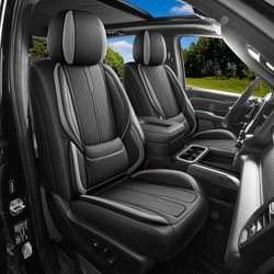 Seat Covers Custom Fit for Chevy Silverado GMC Sierra 2007-2026 1500/2500/3500 HD Crew Cab Pickup Truck Seat Cover Protector Cushion with Faux Leather