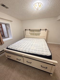 King Size Bed Frame + Mattress Included – Barely Used – $699
