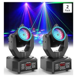 (2 Pack)LED Mini Moving Head Stage Lighting RGBW DJ DMX Spot Beam Bar Disco Party Lights