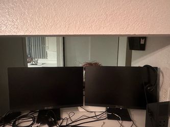 HP 23-24.9in LCD Flat Screen Widescreen Monitor set if two. 16:9 Aspect Ratio, Black. - practically new