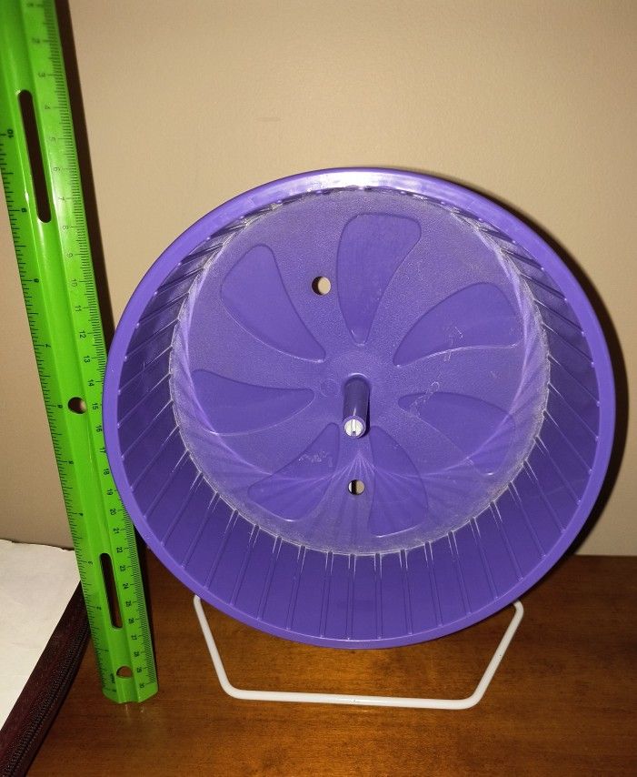 Purple hamster wheel with plastic spokes, 8.5 inches large hamster wheel