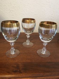Vintage wine goblets with embossed trim (set of 3)