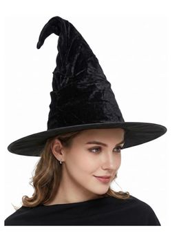 Halloween Witch Hat, Ruched Witches Hats for Women Wizard Hats Halloween Costume Accessories Cosplay Party Decorations Favors