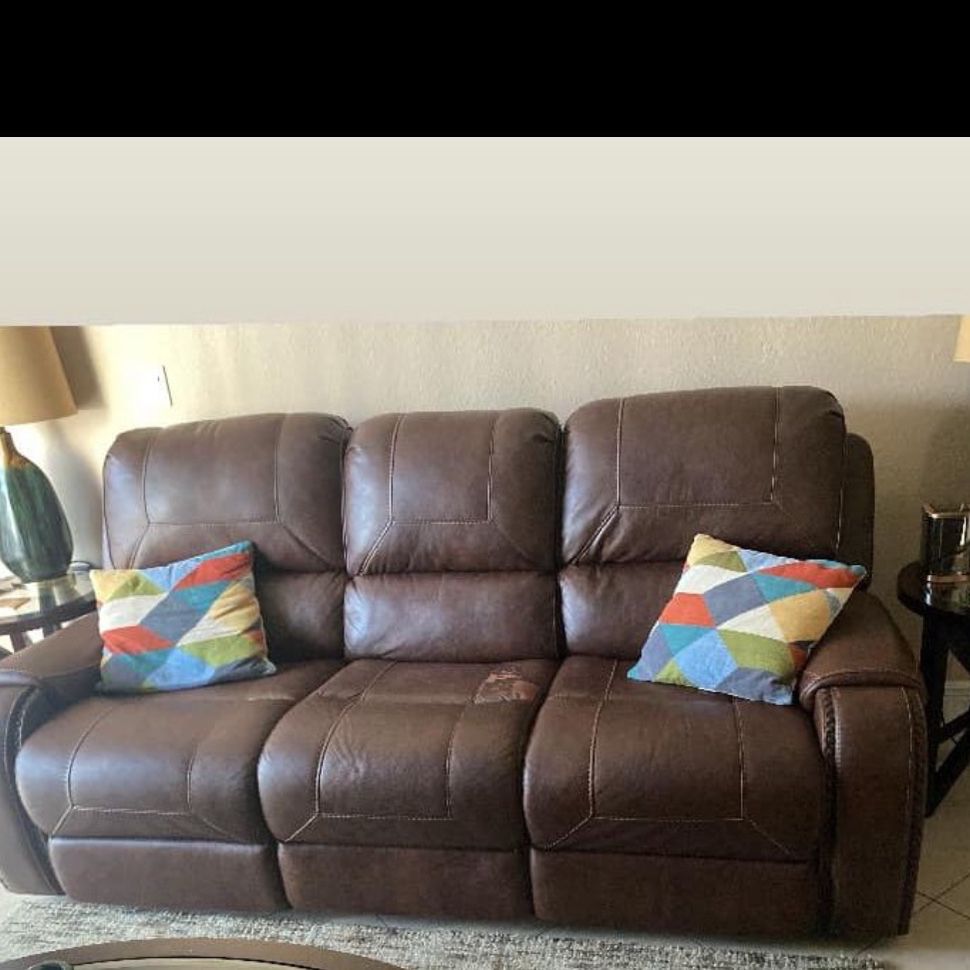 Brown leather couch For Sale