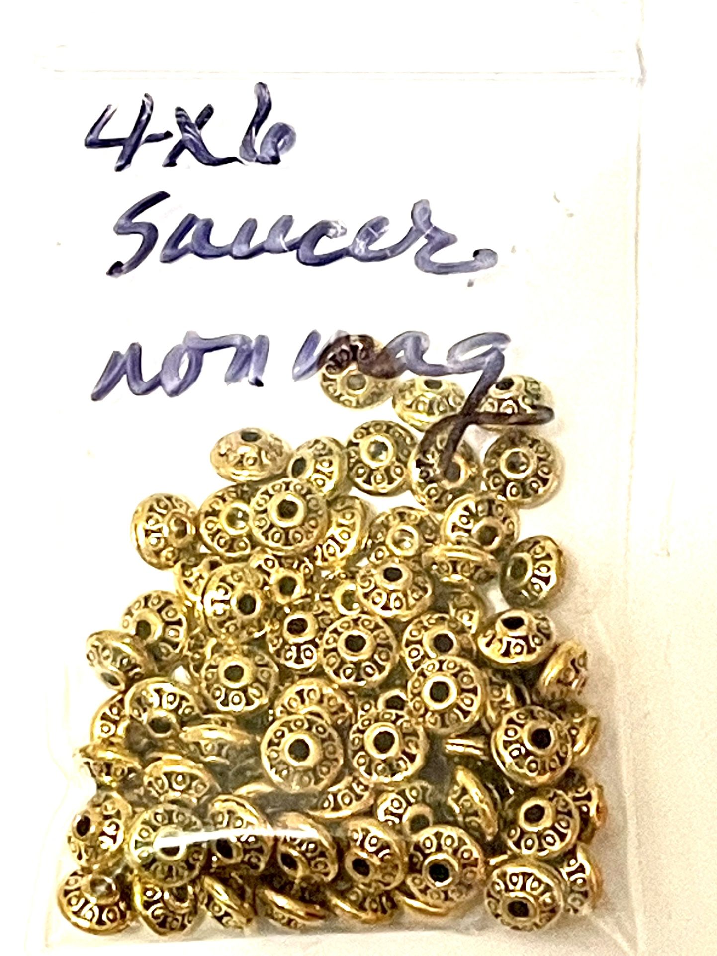 Lot Of 4x6mm Gold Tone Spacer Beads