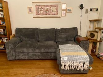 L-shaped reversible sleeper sectional corduroy sofa