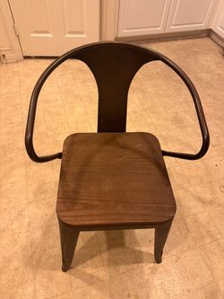 Industrial Metal Chair with Wood Seat