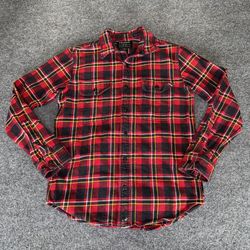 CC Filson Flannel Shirt Plaid Button Up Red Long Sleeve Men Small Outdoor Hiking
