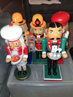 Target Limited Edition Wood Nutcracker LOT of 5 14" Chef Waiter Firefighters