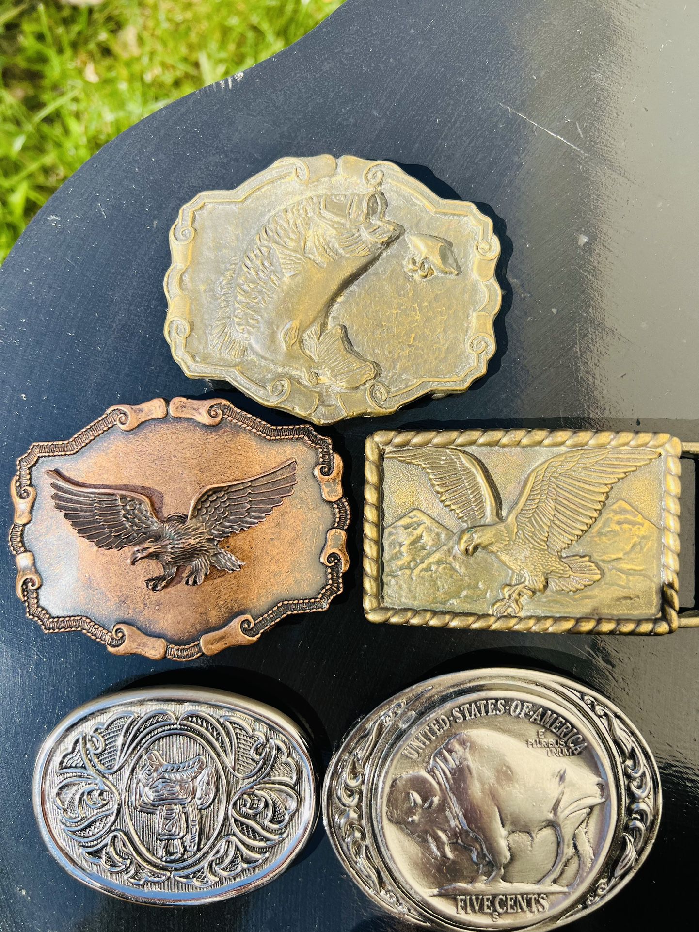 Cool Lot of 5 Vintage Used Belt Buckles, Mixed Themed