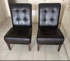 Chairs 2pcs Leather/Wood