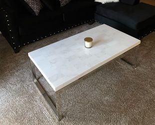 White Marble Top Coffee Table Chrome Legs
