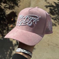 Pink Suede Trucker Hat