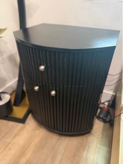 Black Fluted Curved Nightstand