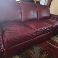 red leather sofa