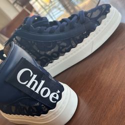 Designer Shoes *Chloe Lauren Lace Mid Top Sneakers Size 37