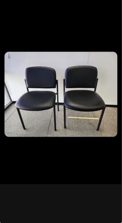 Black Vinyl Office Guest Chairs – Set of 2