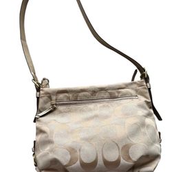 Coach Duffel Gold/Beige Crossbody Bag Long Gold Strap Sz L