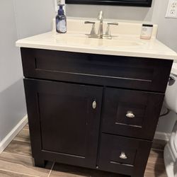 30 Inch Bathroom Vanity, Sink, Faucet, Towel Holder, TP Holder And Light 