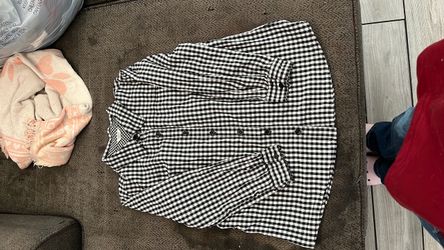 Black and White Gingham Button-Up Shirt