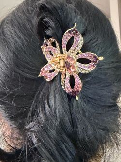 Purple rhinestone hair clip claw