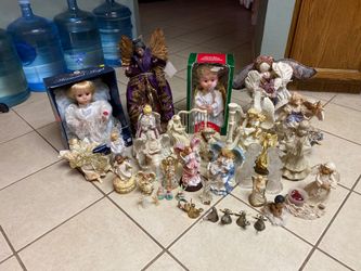 Angels!!! Christmas decor/ornaments/dolls/candle holders, etc. Ceramic music players.