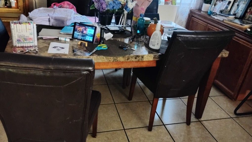 marble table with 6 chairs