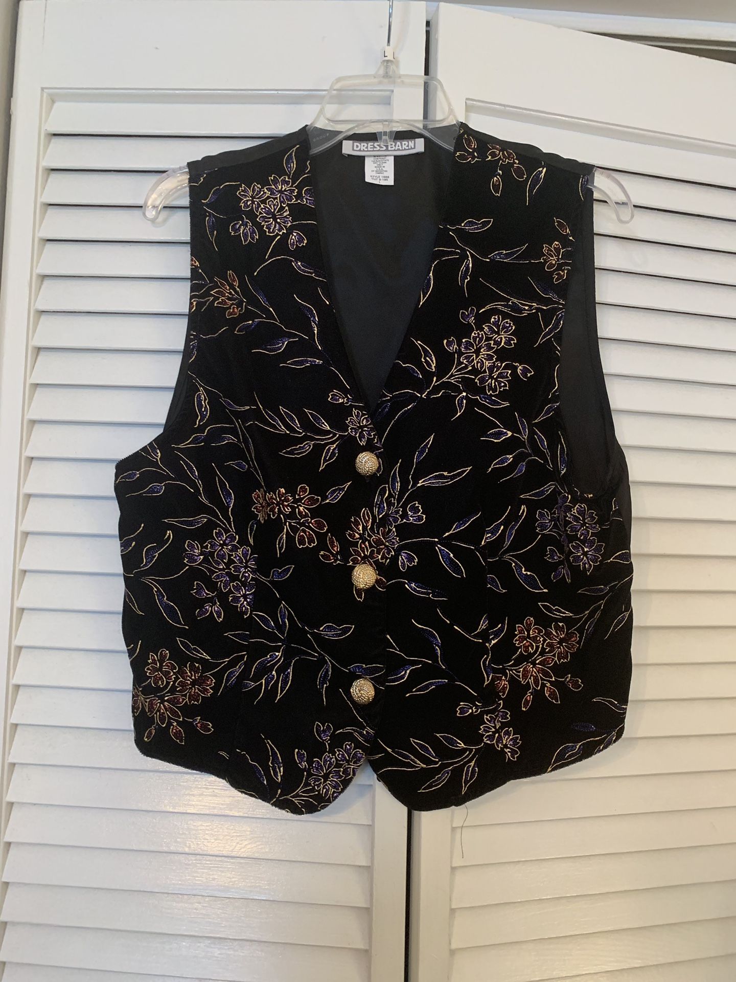 Dress Barn Floral Velveteen Vest Size L