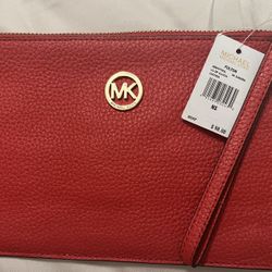 Michael Kors Red Leather Clutch