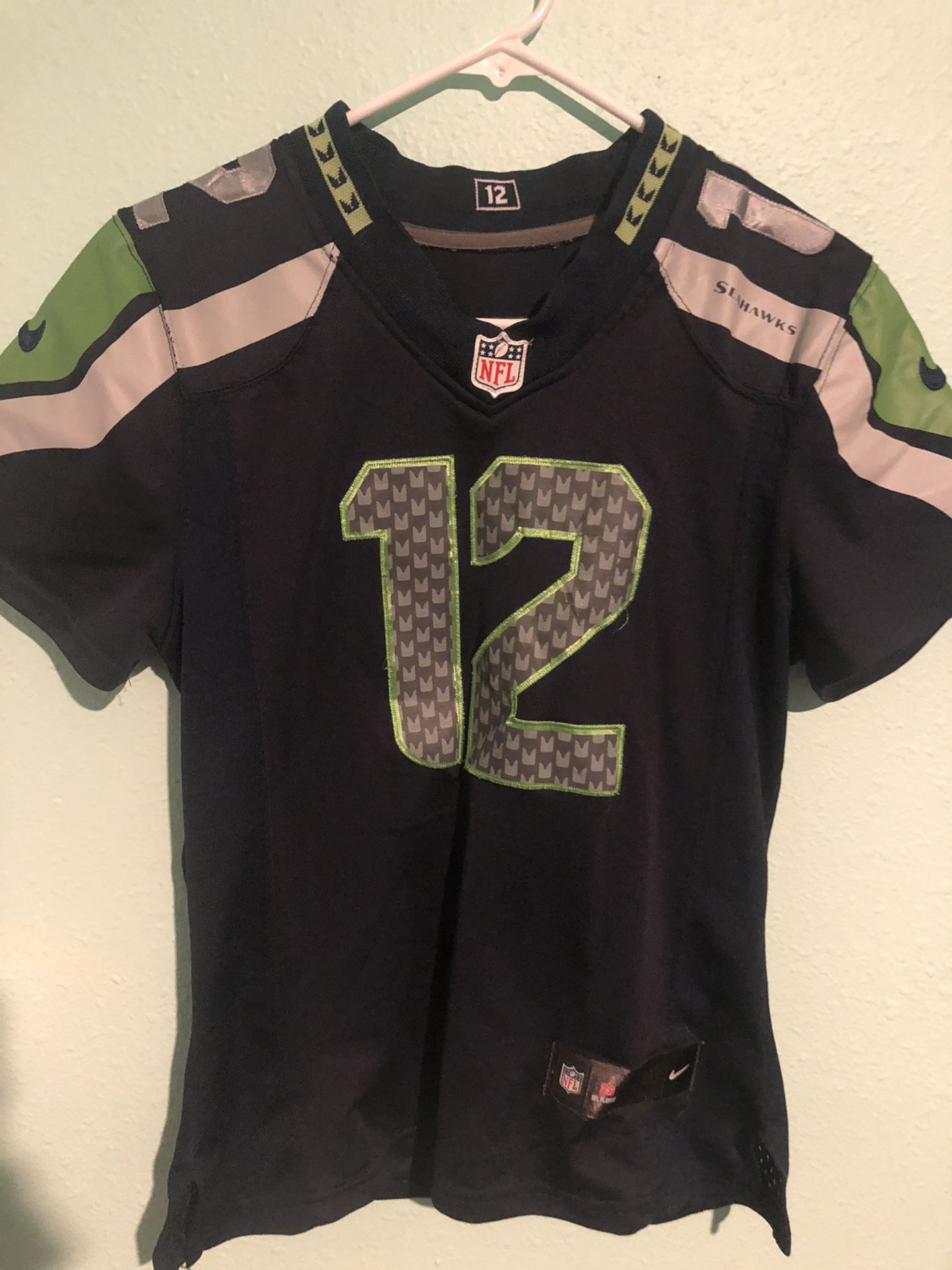 Nike On Field NFL Player Seattle Seahawks Fan#12 Blue Authentic Jersey SZ Large