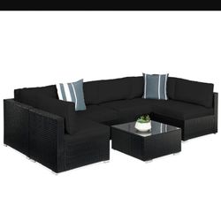 Outdoor Modular 7 Piece Wicker Sectional