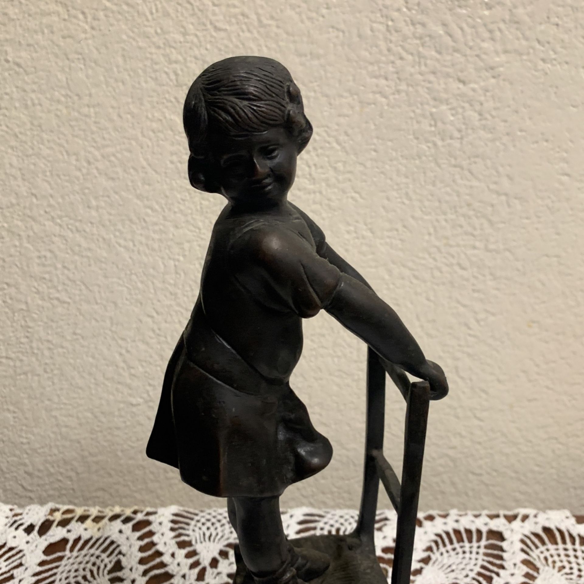Antique Little Girl On Chair 