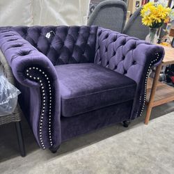 Blackberry Velvet Club Chair with Nailhead Trim