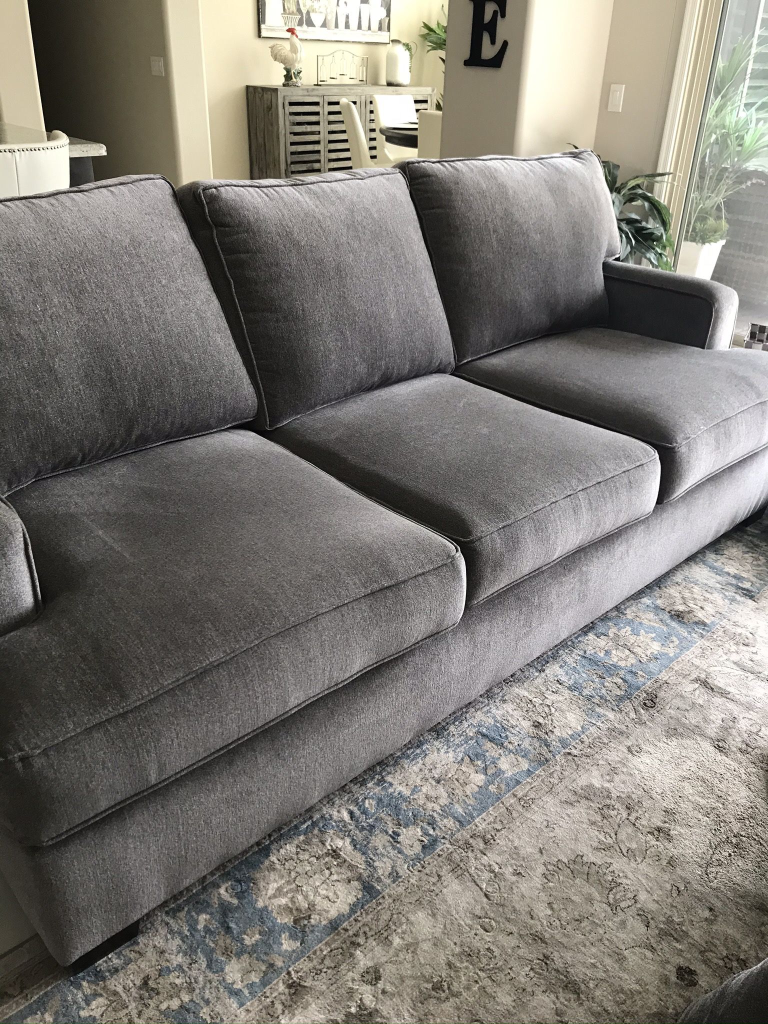 2 Matchiing Silver Gray Chenille  Sofas no Custom Made By Richardson /Phoenix $725 Ea Perfect Condition Clean