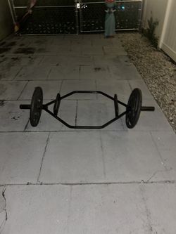 Hex Trap Bar, Bench Press Bar, Boxing Bag, Plates