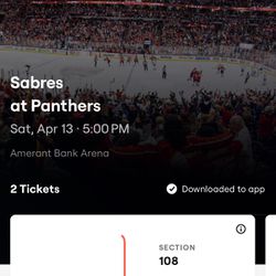 Sabres vs Panthers 5PM SATURDAY ROW 11 