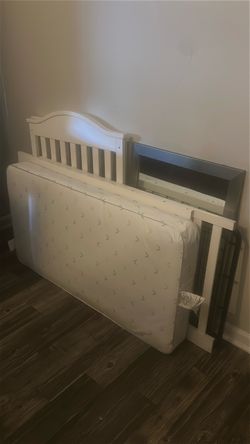 White Wood Crib with Mattress
