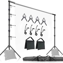 LimoStudio Photo Studio 10' X 9.6' (W X H) Heavy Duty Adjustable Muslin Backdrop Stands, Background Backdrop Support Kit With Super Clamps, Backdrop S