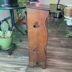 9 1/2 In Depth.   18 Inch Wide.    30 1/2 Inch Tall.  Solid Oak. With Oak Layered Beveled Edging.   $50