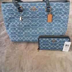 Coach Denim Tote Blue Bag