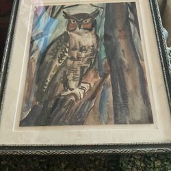 Owl In A Tree Watercolor