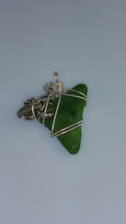 Handmade Wire Art Sea Glass Pendant